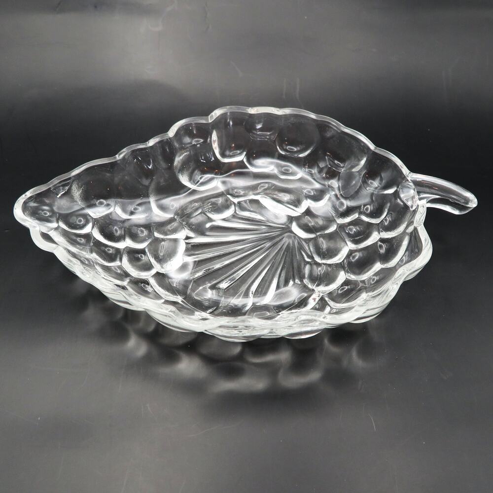 Vintage Federal Glass Grape Cluster Shape Clear Candy Nut Dish Relish Tray